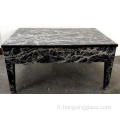 Table basse motif en marbre en verre noir